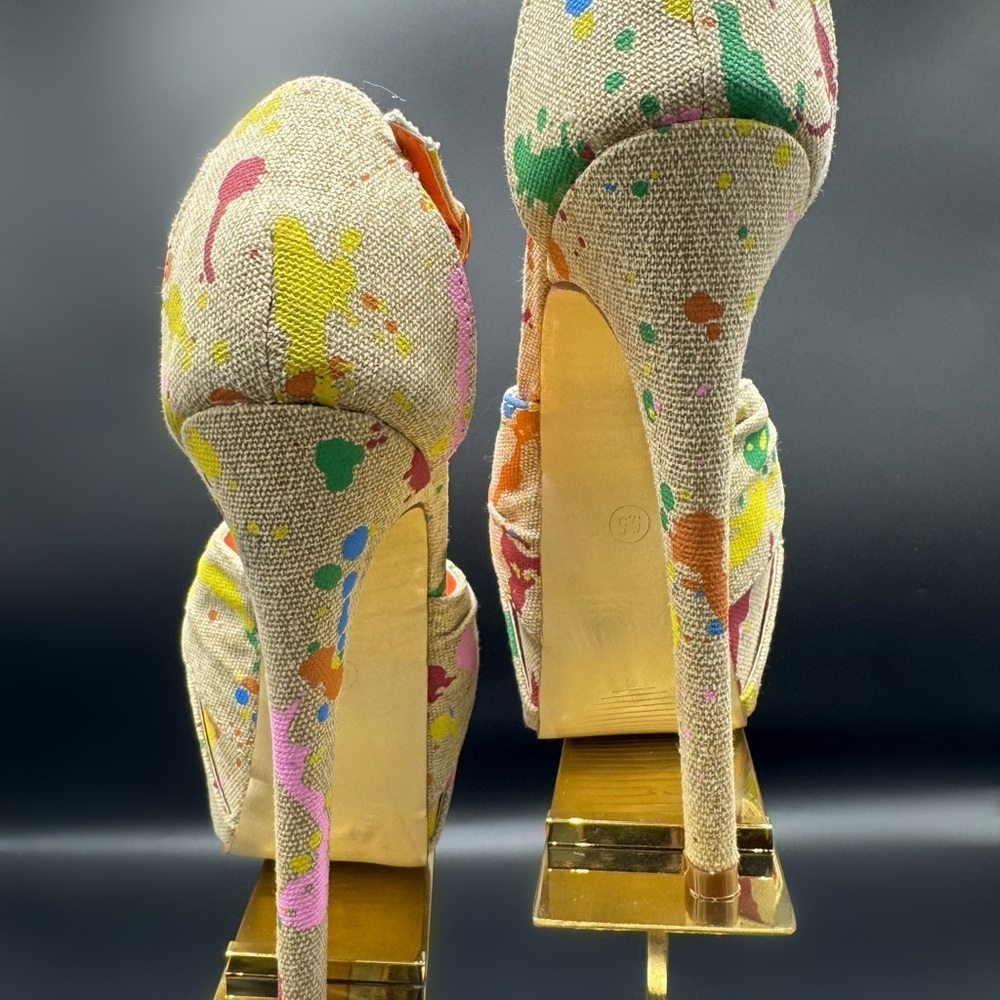 Privileged Multicolor Splatter Heels - Picture 4 of 6